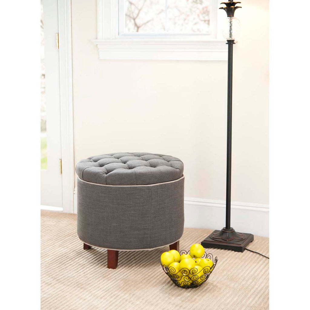 Safavieh Amelia Tufted Storage Ottoman - Charcoal / True Taupe