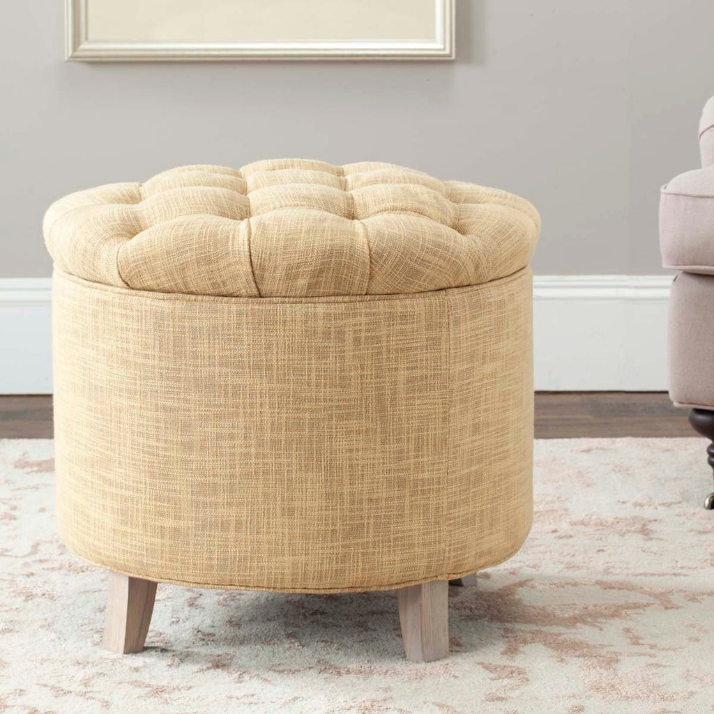 Safavieh Amelia Tufted Storage Ottoman - Gold