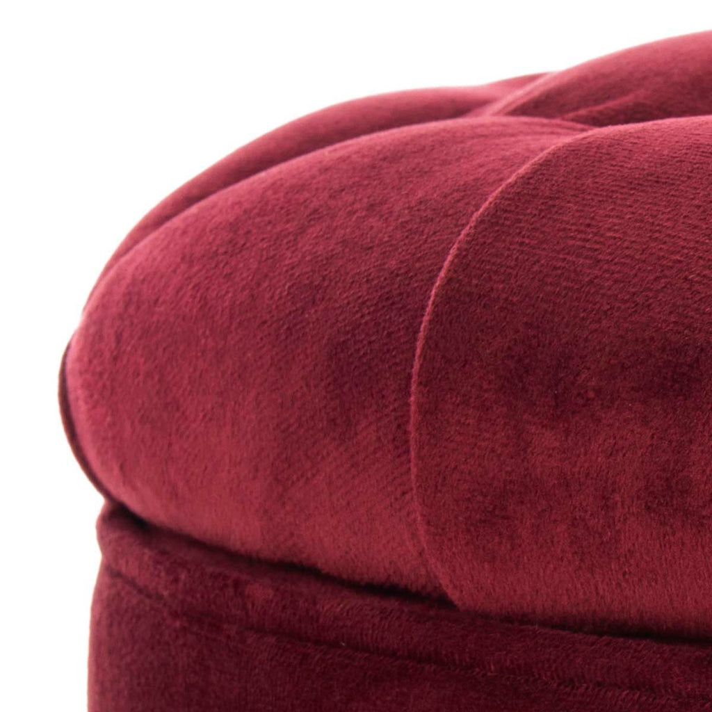 Safavieh Amelia Tufted Storage Ottoman - Red Velvet