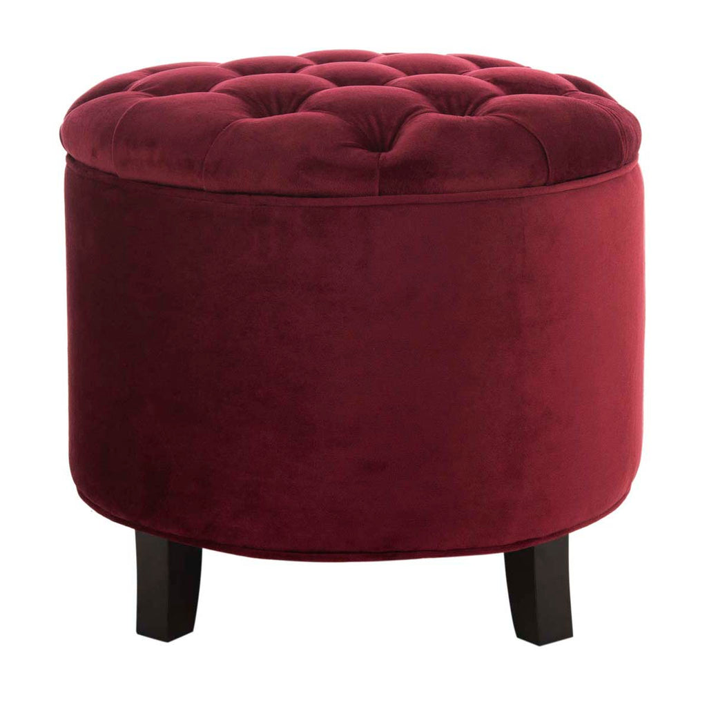 Safavieh Amelia Tufted Storage Ottoman - Red Velvet