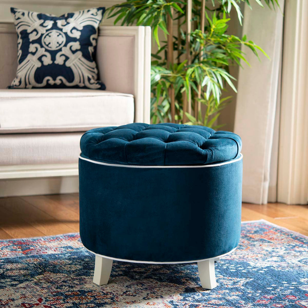 Safavieh Amelia Tufted Storage Ottoman - Navy