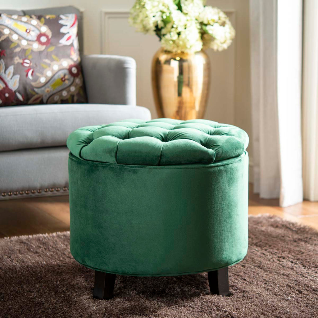 Safavieh Amelia Tufted Storage Ottoman - Emerald