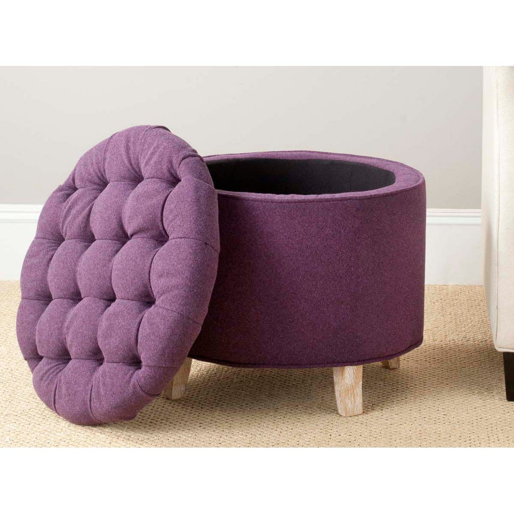 Safavieh Amelia Tufted Storage Ottoman - Plum