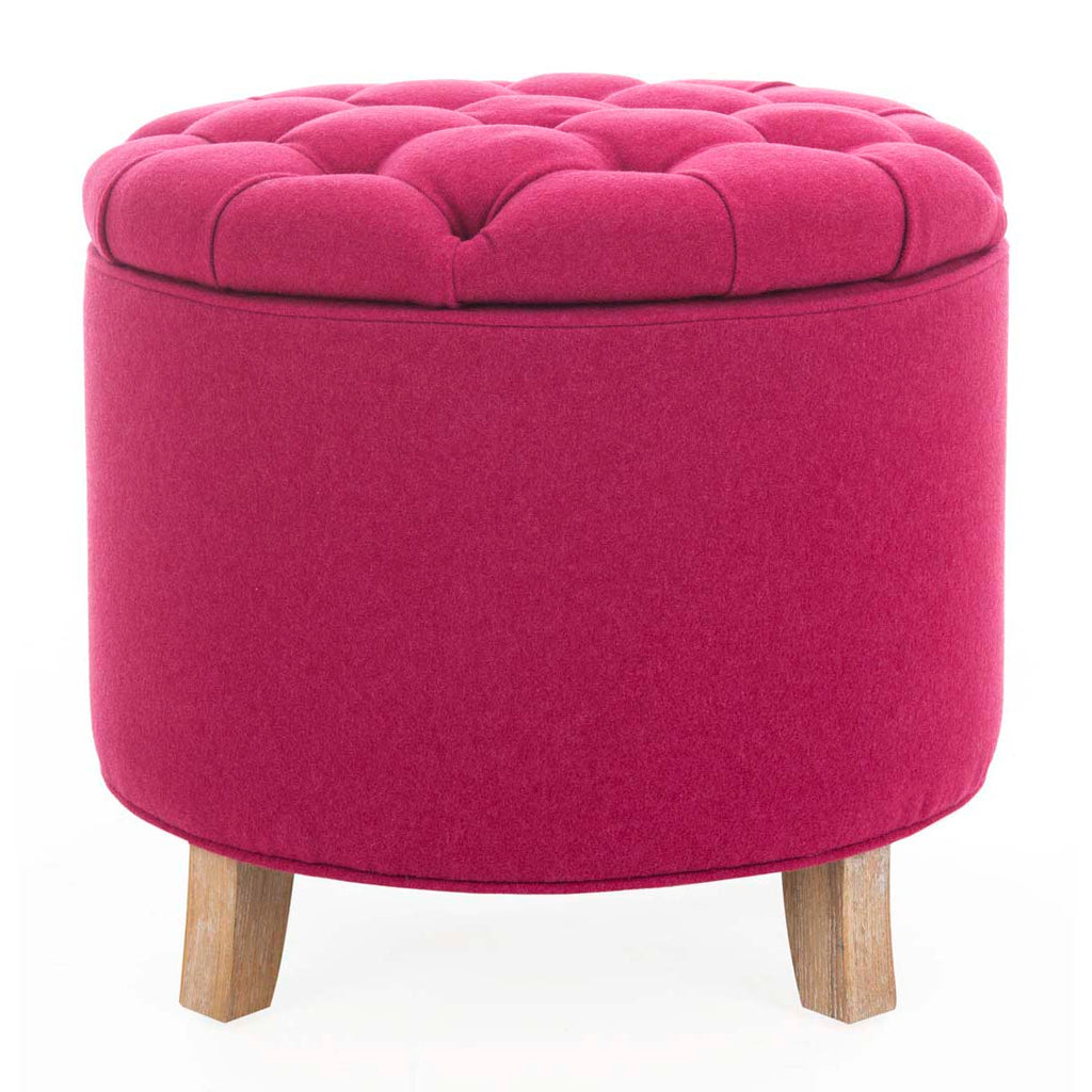 Safavieh Amelia Tufted Storage Ottoman - Berry