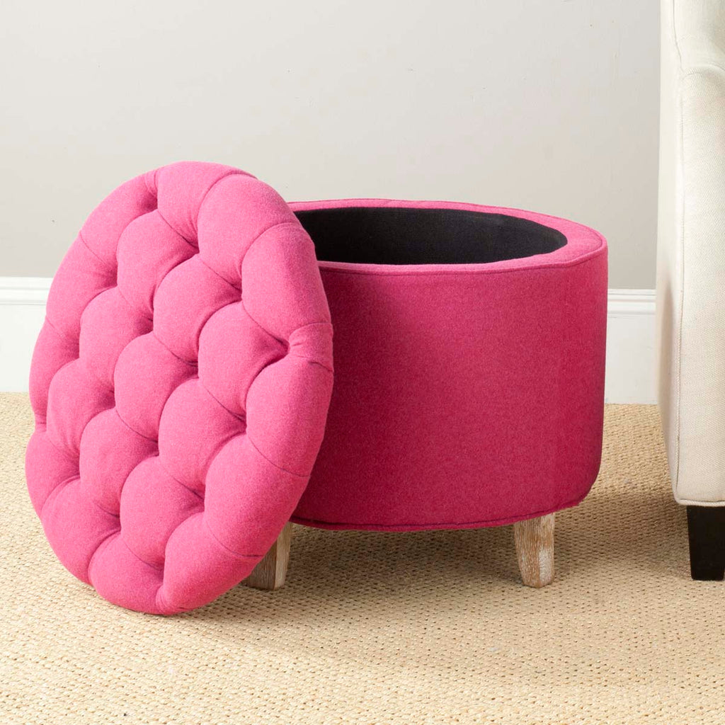 Safavieh Amelia Tufted Storage Ottoman - Berry