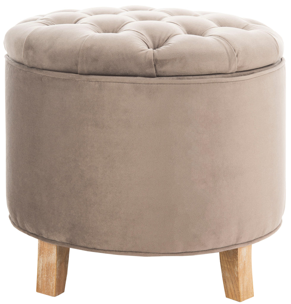 Safavieh Amelia Tufted Storage Ottoman - Mushroom