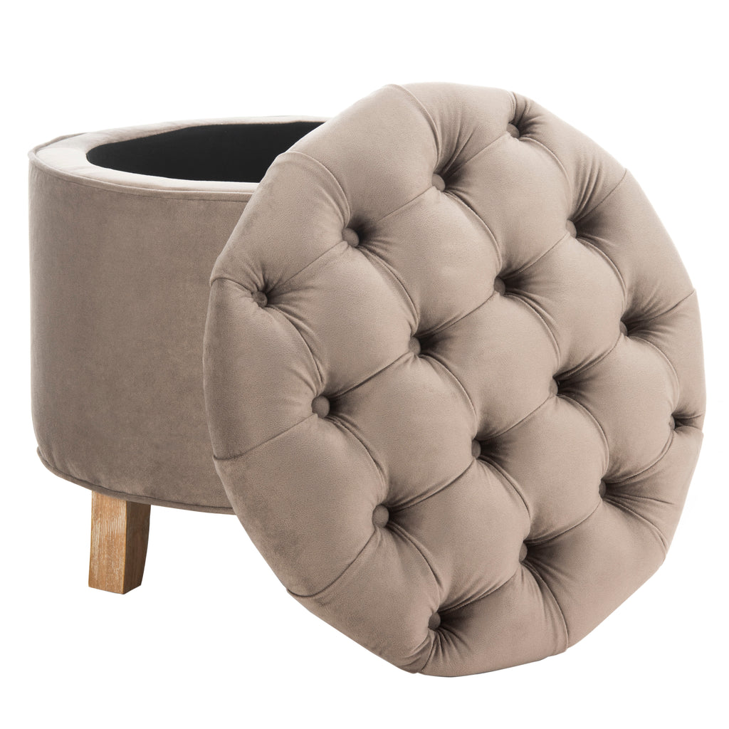 Safavieh Amelia Tufted Storage Ottoman - Mushroom