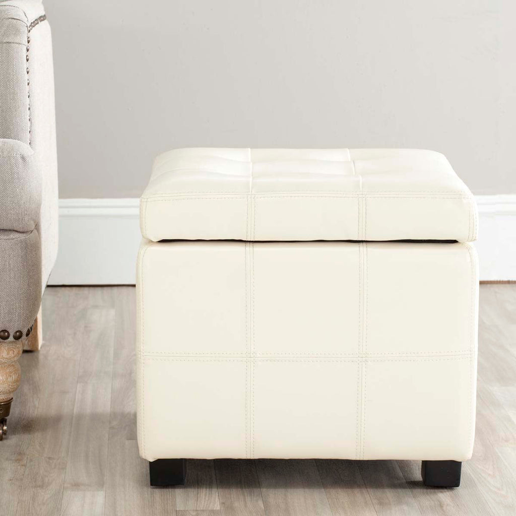 Safavieh Maiden Square Tufted Ottoman - Flat Cream