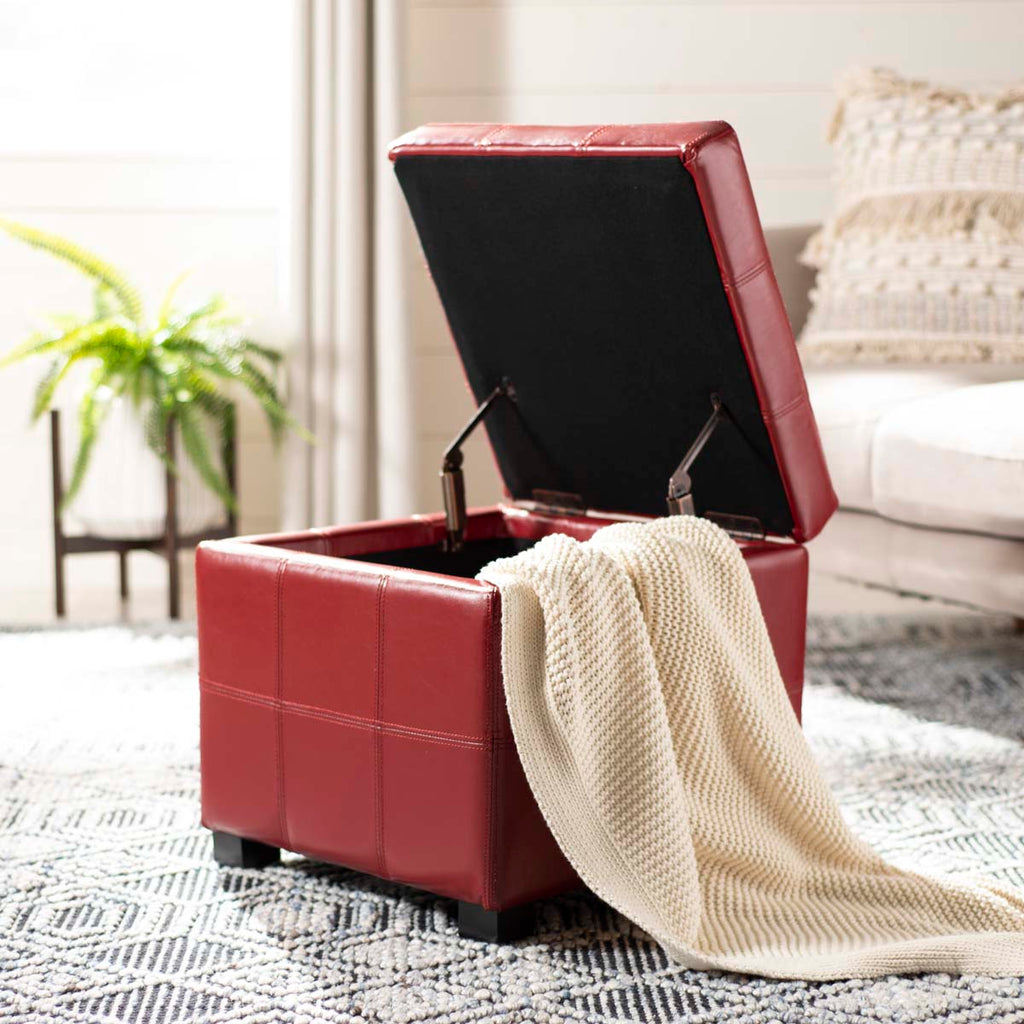Safavieh Maiden Square Tufted Ottoman - Red