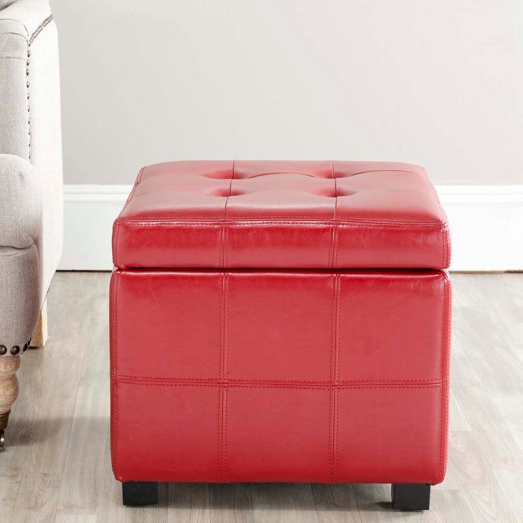 Safavieh Maiden Square Tufted Ottoman - Red