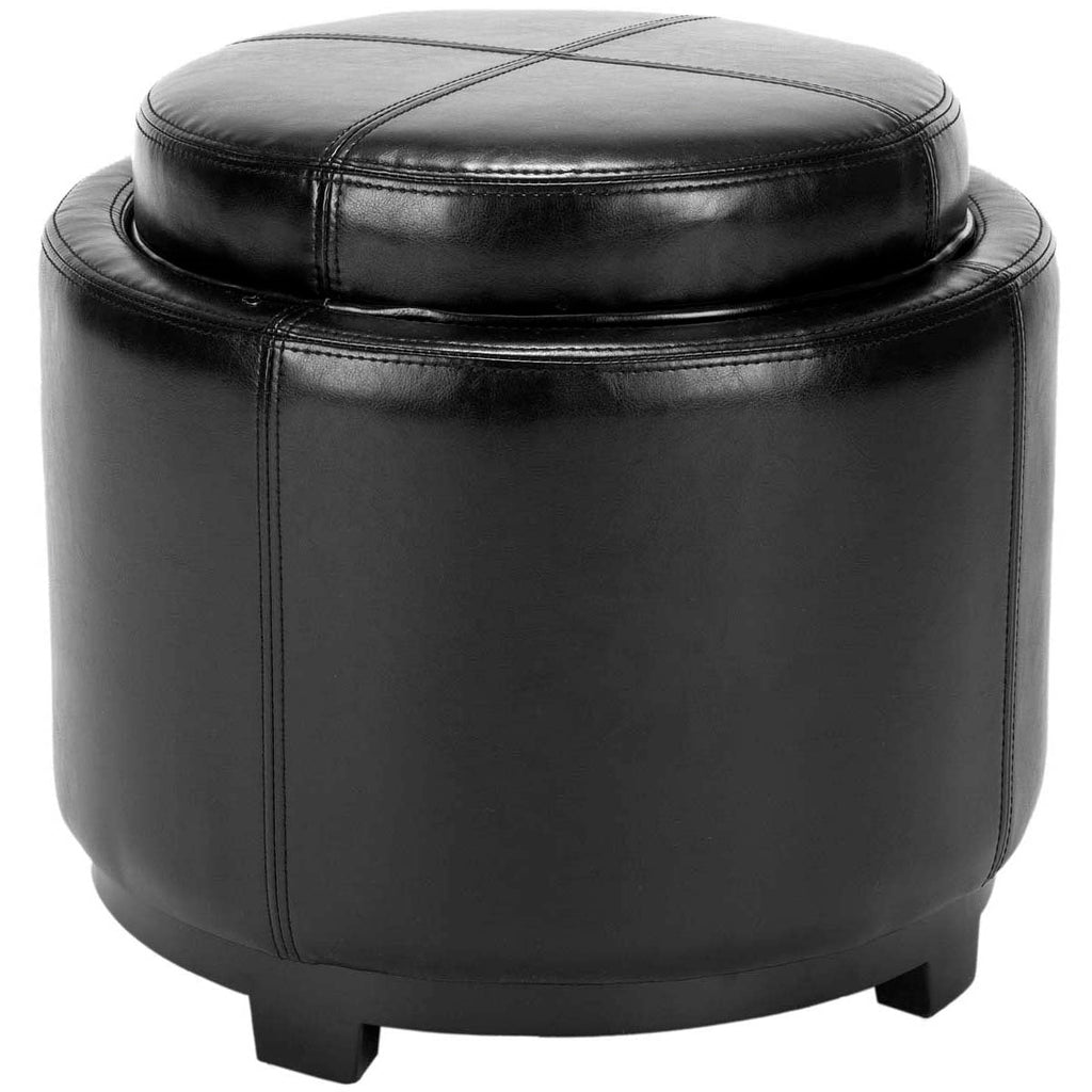 Safavieh Chelsea Round Tray Ottoman - Black