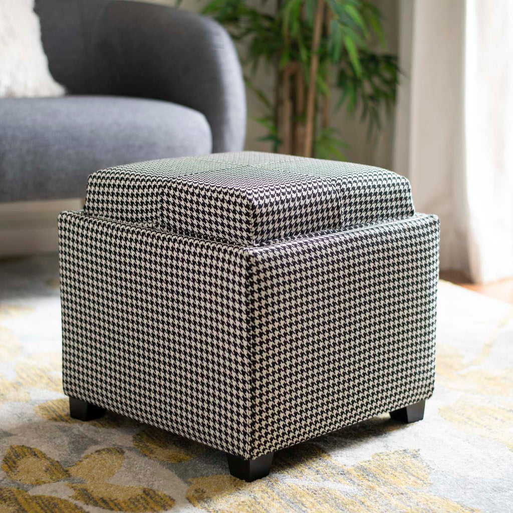 Safavieh Harrison Single Tray Ottoman - Black / White