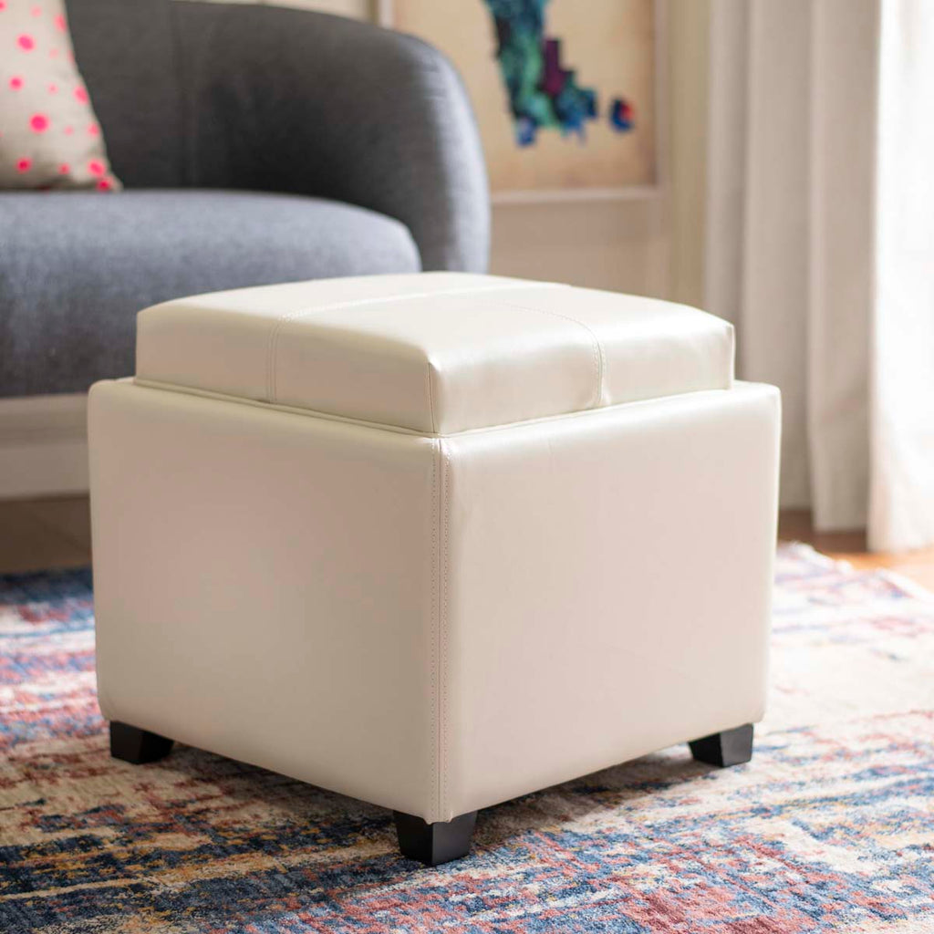 Safavieh Harrison Single Tray Ottoman - Flat Cream