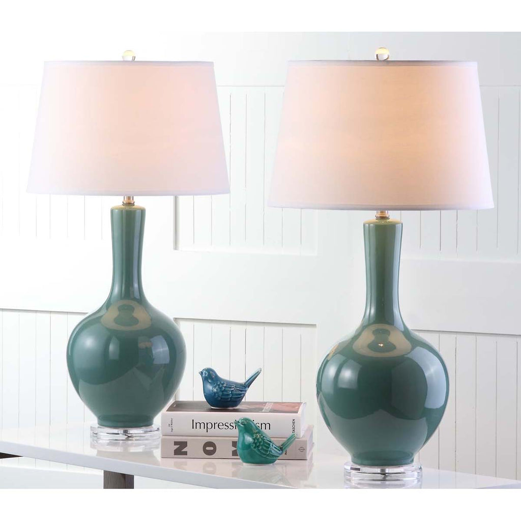 Safavieh Blanche 32 Inch H Gourd Lamp-Teal (Set of 2)