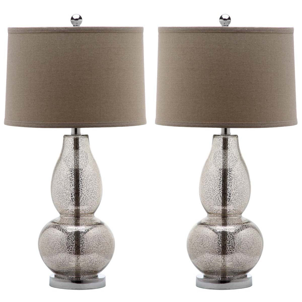 Mercurio 28.5 Inch H Double Gourd Lamp (Set of 2) | Safavieh - LIT4155 - Ivory/Silver