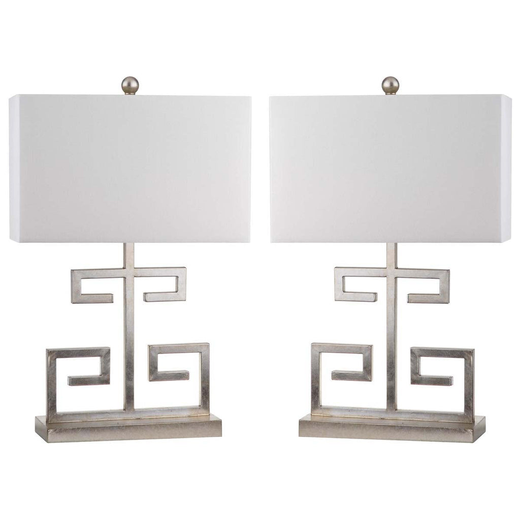 Greek Key 25 Inch H Table Lamp (Set of 2) | Safavieh - LIT4160 - Antique Silver