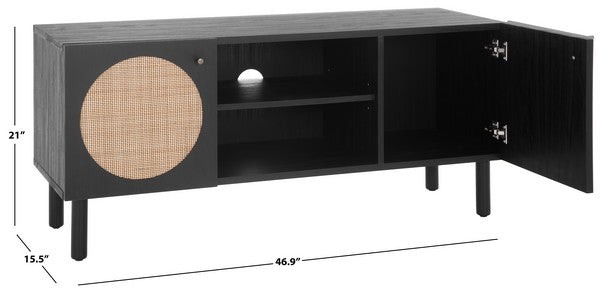 Ophelia 2 Door 2 Shelf Media Stand | Safafavieh - MED9615 - Black