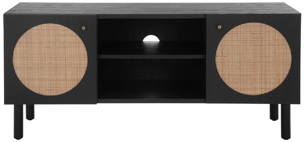 Ophelia 2 Door 2 Shelf Media Stand | Safafavieh - MED9615 - Black