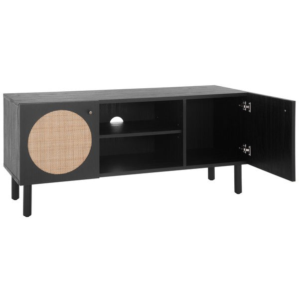 Ophelia 2 Door 2 Shelf Media Stand | Safafavieh - MED9615 - Black