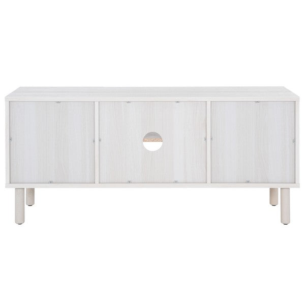 Ophelia 2 Door 2 Shelf Media Stand | Safafavieh - MED9615 - Bleached White / Natural Rattan