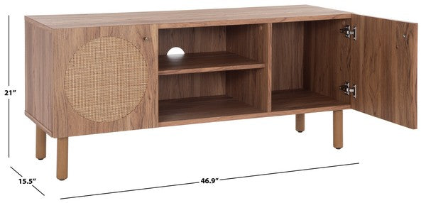 Ophelia 2 Door 2 Shelf Media Stand | Safafavieh - MED9615 - Oak 