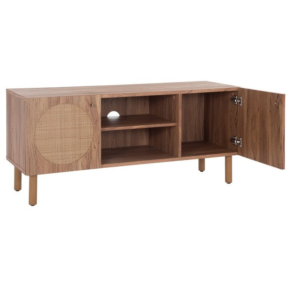 Ophelia 2 Door 2 Shelf Media Stand | Safafavieh - MED9615 - Oak 