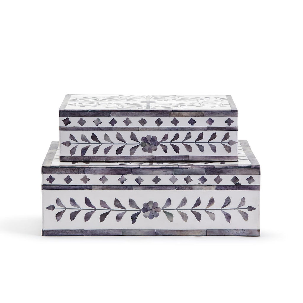 Two's Company Jaipur Palace S/2 Gray/Wht Cover Box