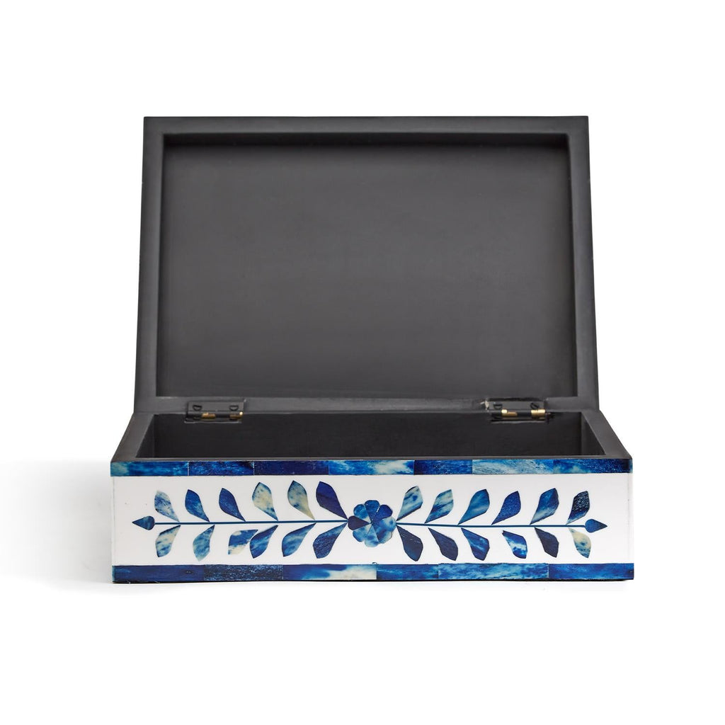 Two's Company S/2 Jaipur Palace Blue & White Tear Hinged Cover Box