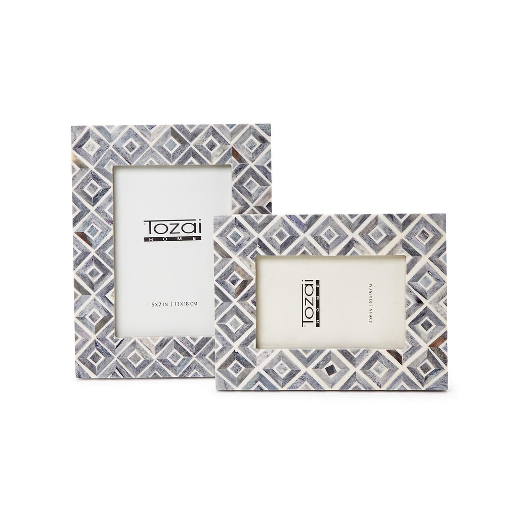 S/2 Grey Diamond Pattern Photo Frame