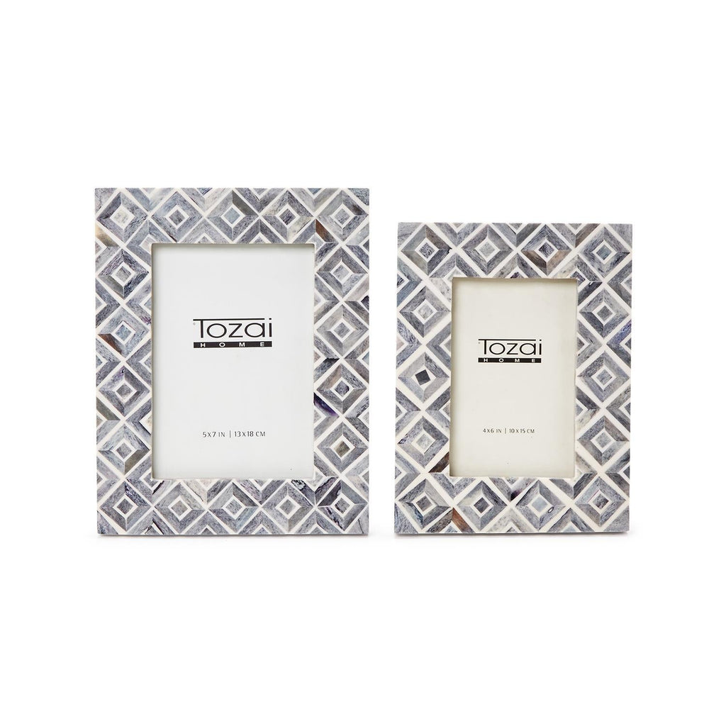 S/2 Grey Diamond Pattern Photo Frame