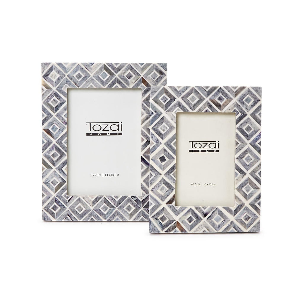 S/2 Grey Diamond Pattern Photo Frame