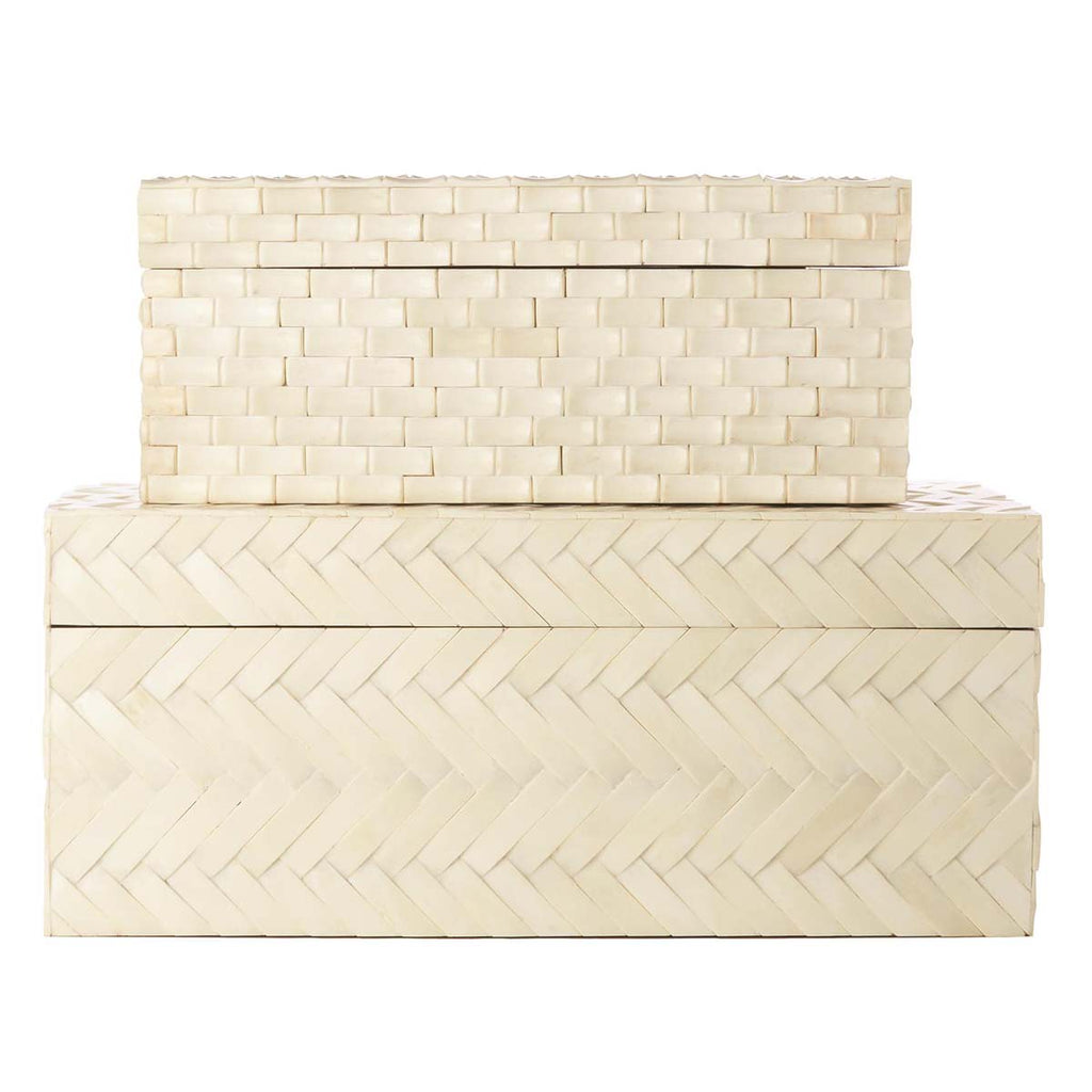 Two's Company Basketweave Bone Boxes (set of 2)