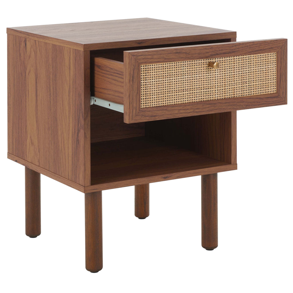 Safavieh Silvanna Nightstand, Walnut / Natural Rattan