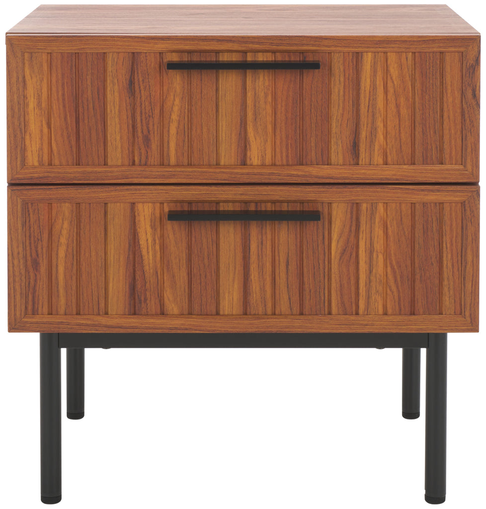 safavieh-axelle-2-drawer-nightstand-nst9608-Walnut / Black / Black