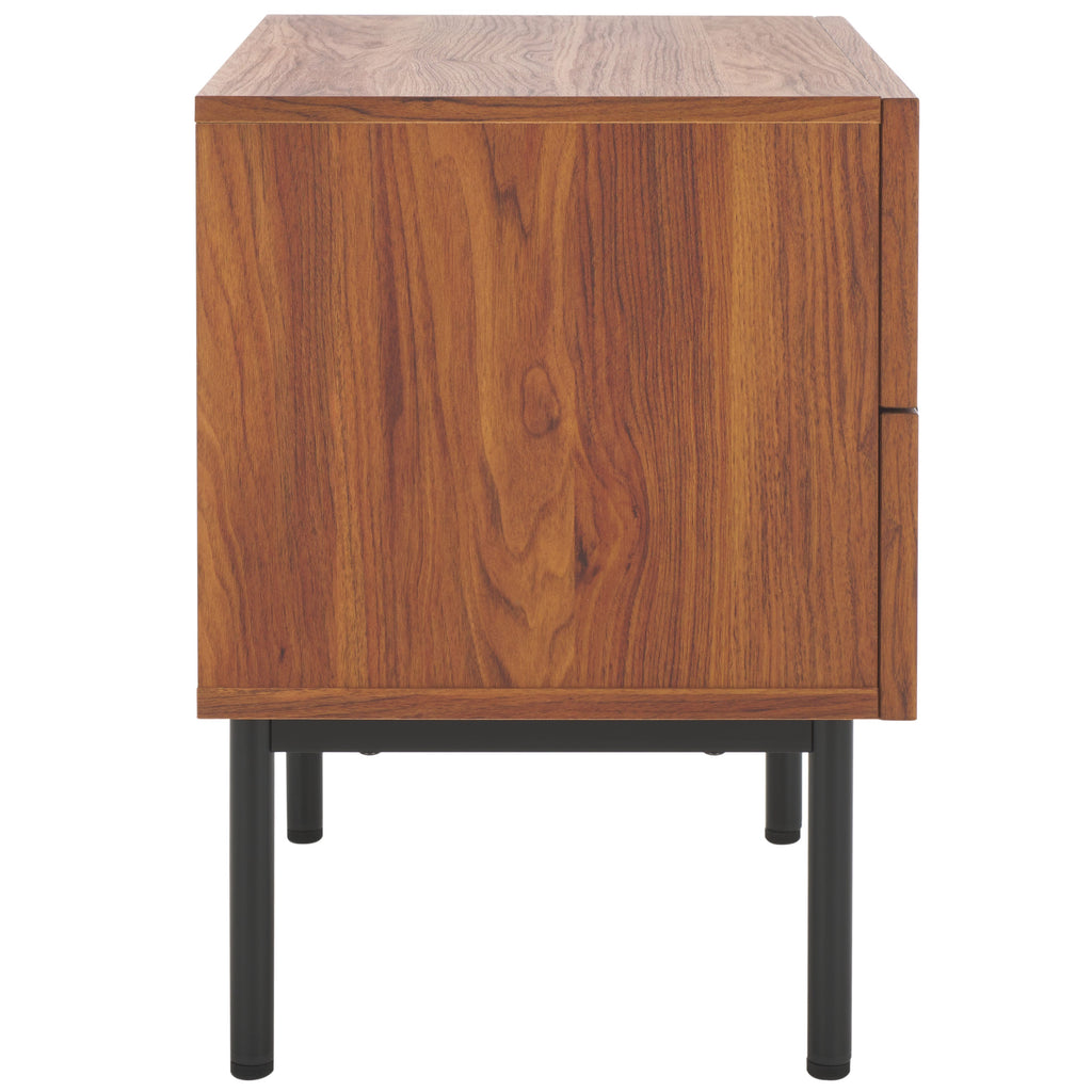 safavieh-axelle-2-drawer-nightstand-nst9608-Walnut / Black / Black