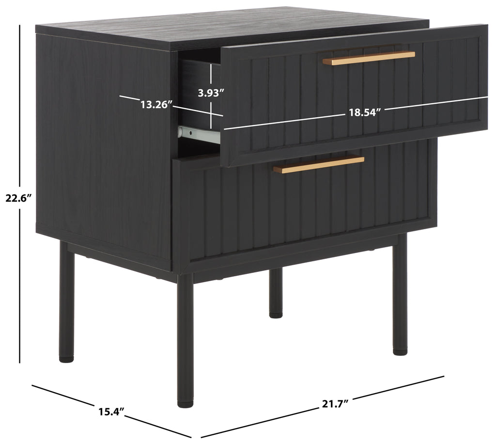 safavieh-axelle-2-drawer-nightstand-nst9608-Black/ Black / Gold