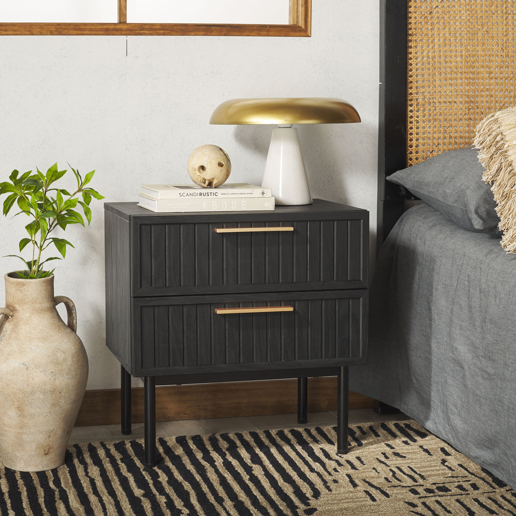 safavieh-axelle-2-drawer-nightstand-nst9608-Black/ Black / Gold