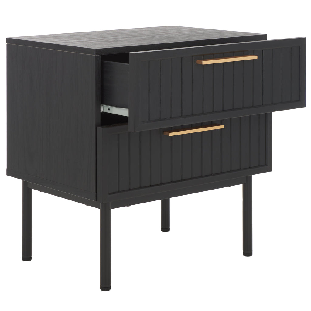 safavieh-axelle-2-drawer-nightstand-nst9608-Black/ Black / Gold