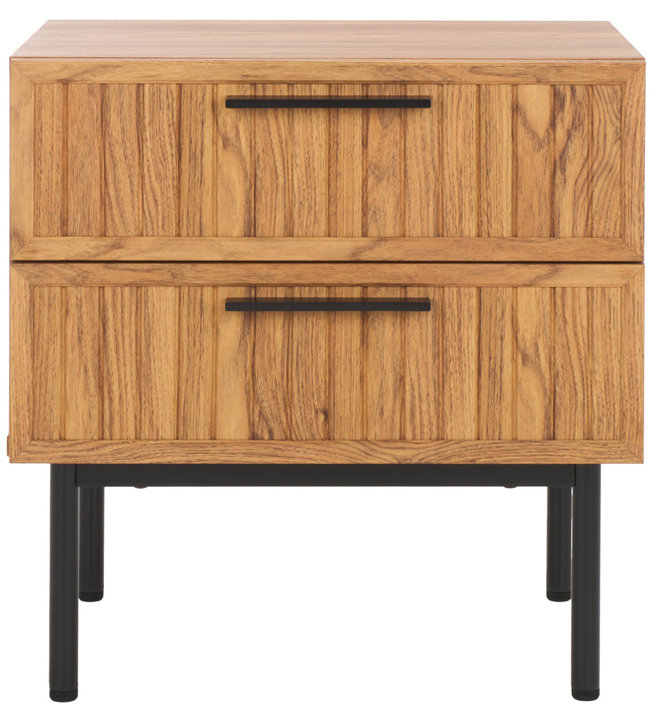 safavieh-axelle-2-drawer-nightstand-nst9608-Oak / Black / Black