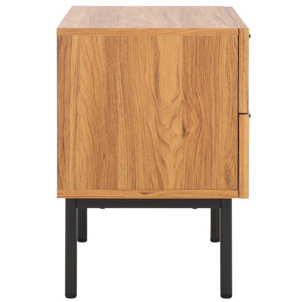 safavieh-axelle-2-drawer-nightstand-nst9608-Oak / Black / Black