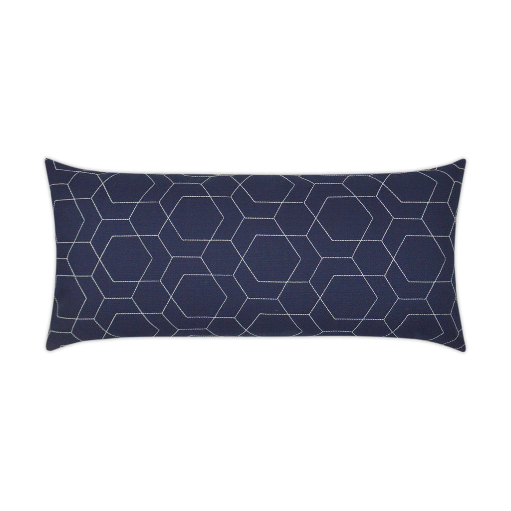 Outdoor Hex Quilt Lumbar Pillow - Navy | DV Kap