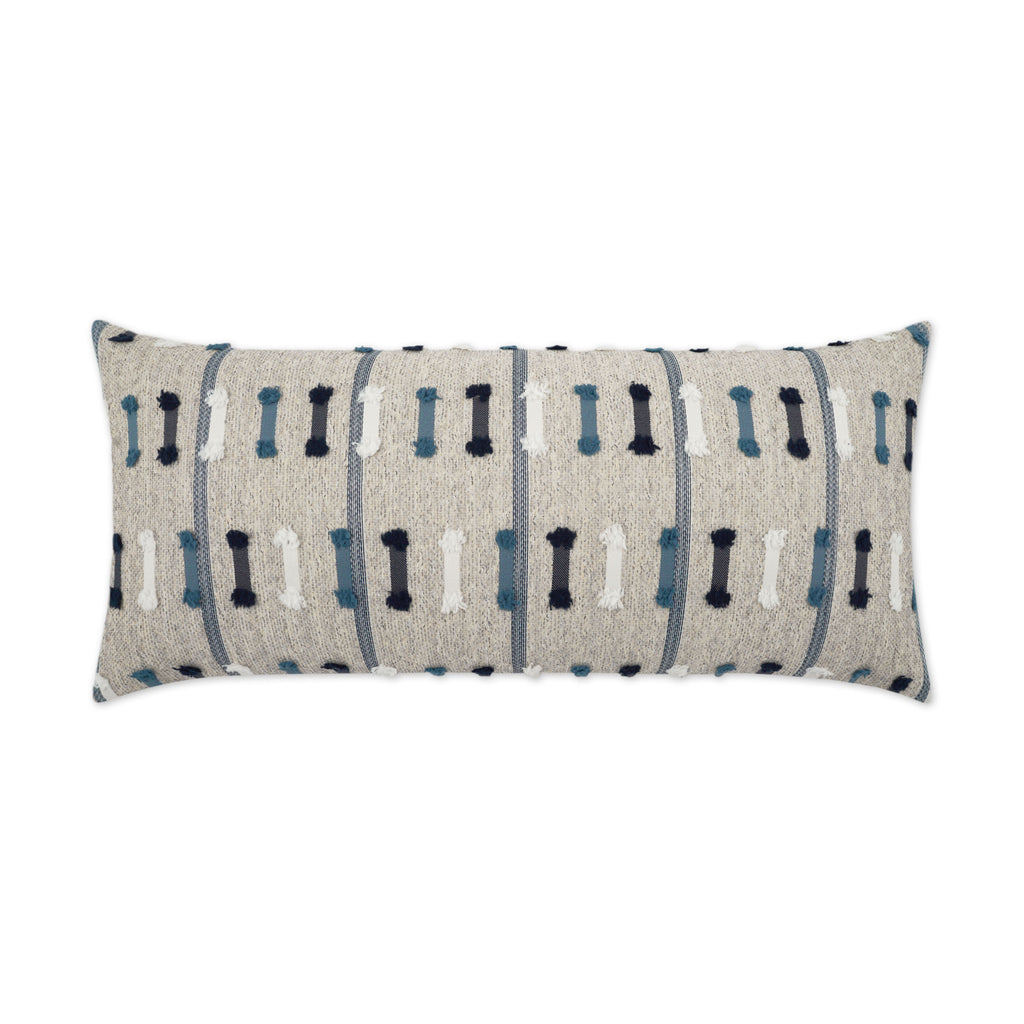 Outdoor Tassel Stripe Lumbar Pillow - Blue | DV Kap