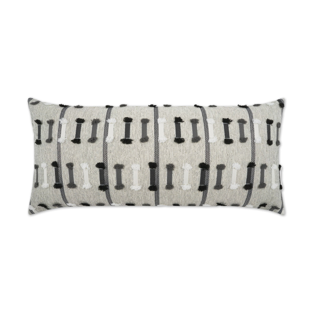 Outdoor Tassel Stripe Lumbar Pillow - Grey | DV Kap