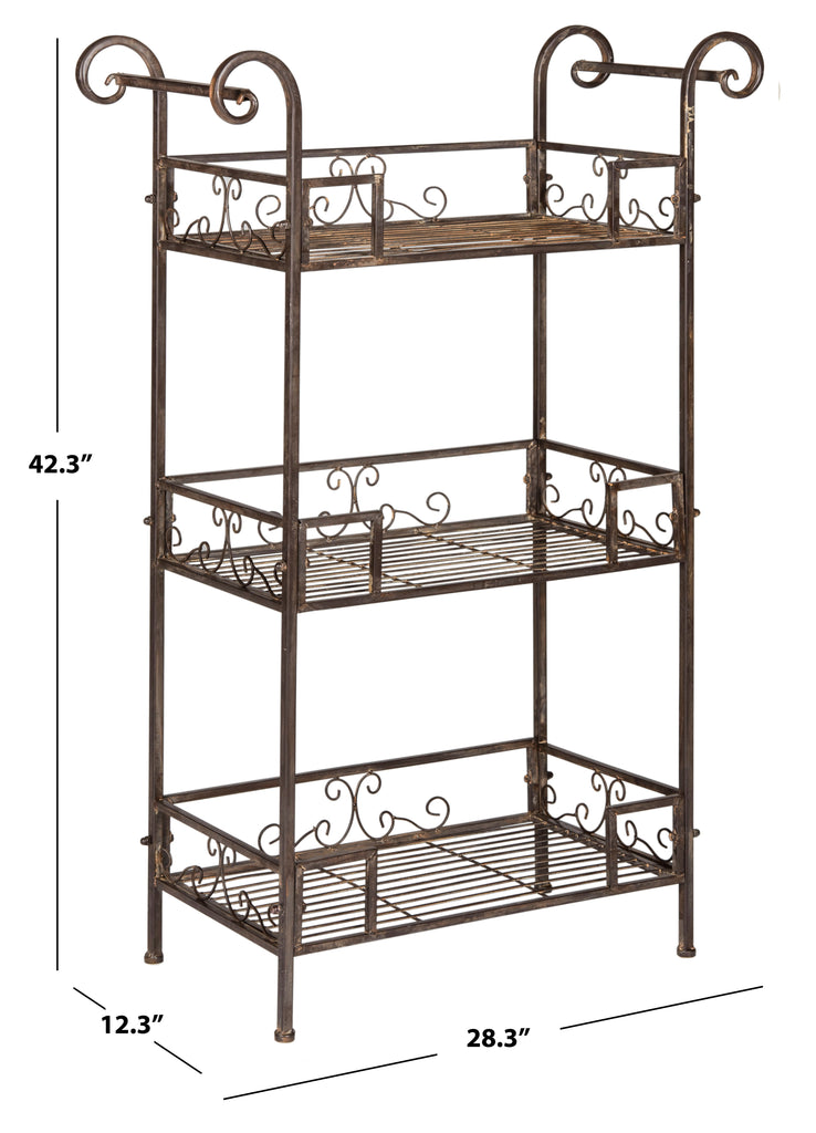 Noreen 3 Tier Shelf | Safavieh - PAT5006 - Rustic Brown