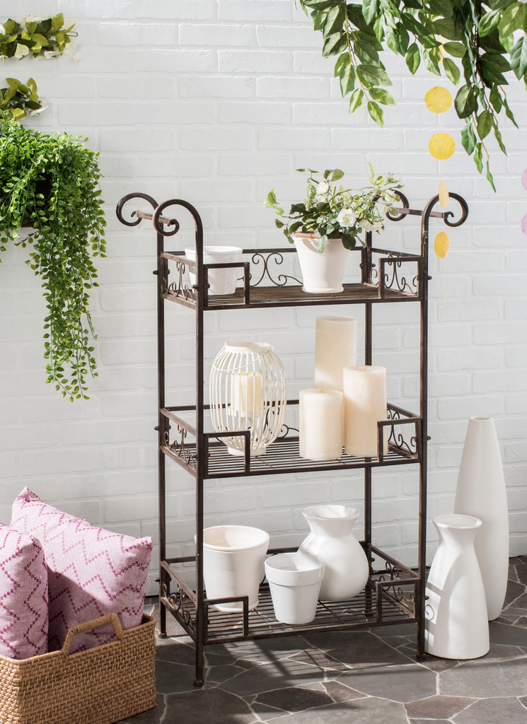 Noreen 3 Tier Shelf | Safavieh - PAT5006 - Rustic Brown