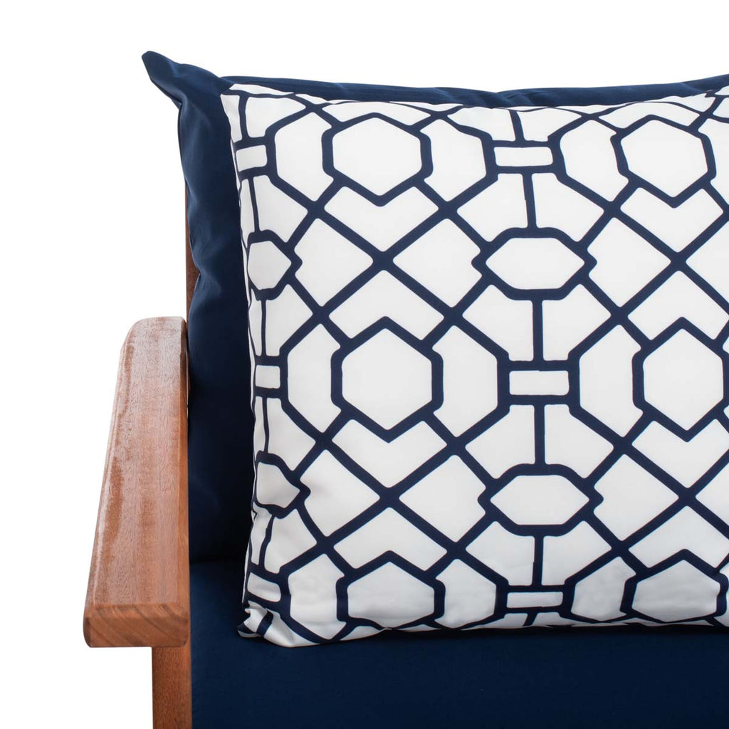 Safavieh Deacon 4 Pc Living Set - Natural/Navy/White Trellis Pillow