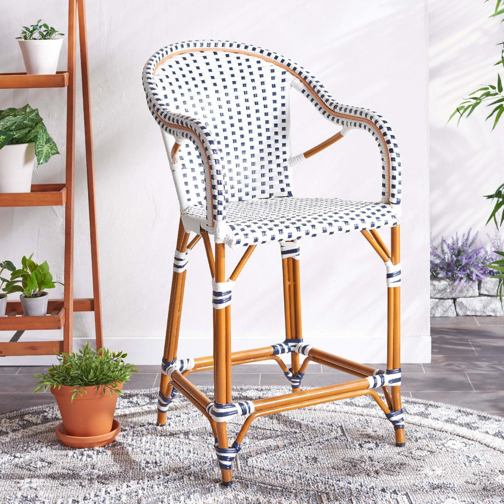 Safavieh California Counter Stool - White / Navy