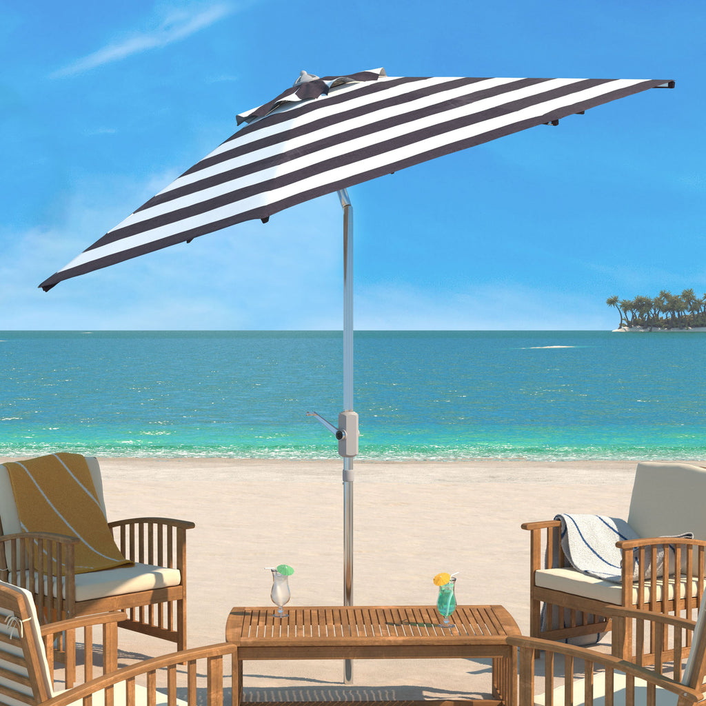 uv-resistant-iris-fashion-line-9ft-auto-umbrella-safavieh-pat8004-Black / White