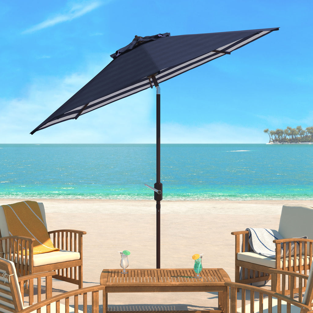 athens-inside-out-striped-9ft-crank-outdoor-auto-umbrella-safavieh-pat8007-Navy / White