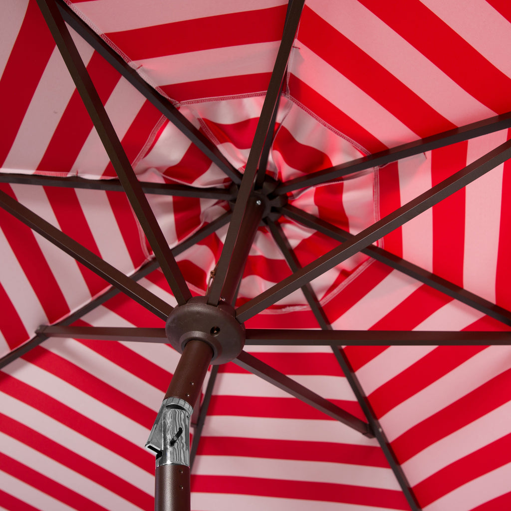 athens-inside-out-striped-9ft-crank-outdoor-auto-umbrella-safavieh-pat8007-Red / White